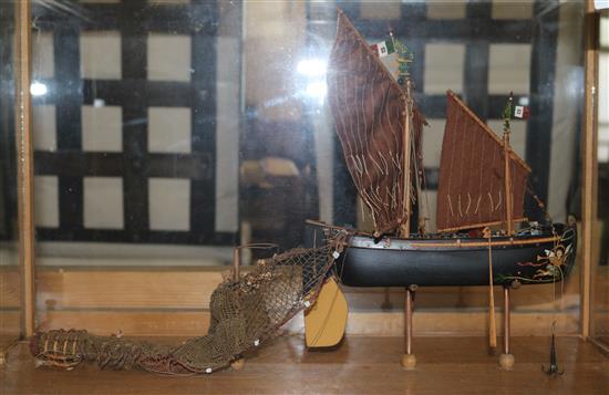 Glass cased model of an Italian fising boat